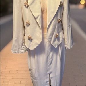 Vintage Elegant Cream Double-Breasted Women's Coat